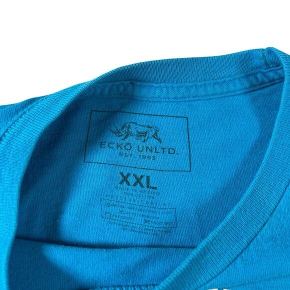 Ecko Unltd Rhino Graphic Shirt Men’s XXL Blue World Famous Giant Logo Y2K Grunge - Picture 3 of 8